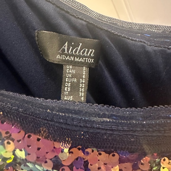 Iridescent One Shoulder Sequin Mini Cocktail Dress - Size 2 - Picture 2 of 4